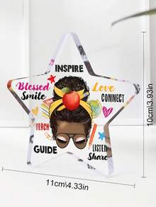 1 件女士教师感谢礼物，亚克力星形牌匾，返校礼物，适合办公室桌面装饰、圣诞派对装饰、生日装饰，感恩节、圣诞节、教师节、退休日的完美礼物 - 彩色 - 查看 3