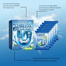 6pcs Drain Cleaner Powder, Heavy Duty Pipe Clog Remover For Kitchen Sink, Strong Deodorizing Drain Unclogging Powder - White - View 4