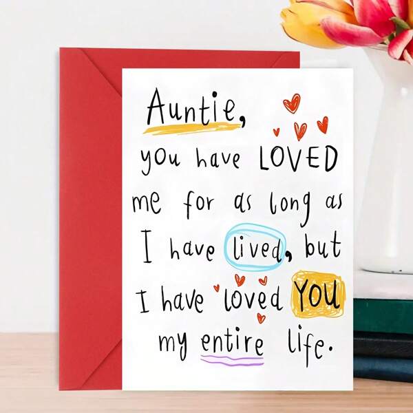 Funny Birthday Cards For Auntie/Love Greeting Cards/Thick Paper + Envelope,Christmas
