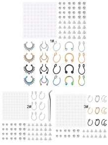 CIZME 34-69入組假穿刺，假唇穿刺，假唇環，假鼻環，假蛇咬，假眉穿刺，夾子唇環，假眉環，假臉部穿刺，假穿刺