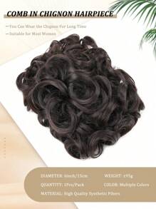 Short Messy Curly Dish Hair Bun Extension Easy Stretch Hair Combs Clip In Ponytail Extension Scrunchie Chignon Tray Ponytail Hairpieces For Women Girls Daily Party Wedding