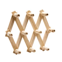 Cabide de Acorde de Madeira com 10 Pinos Retrátil e Ajustável, Decorações de Halloween para Porta e Parede, Fantasias de Halloween, Decoração de Outono, Decoração de Festival - Marrom - Visão 3