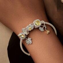 bamoer Colgante de plata de ley 925 Bamoer con hoja de ginkgo amarilla/planta/flor/mariposa de circonia, cuenta de otoño con rosa para ajustar el brazalete de mujer de joyería fina DIY