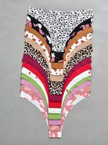 15 piezas de bragas de poliéster sin costuras y sexy para mujer, ropa interior con estampado floral transpirable y cómoda