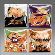 100pcs Halloween Candy Cookie Packaging Bags, Snowflake Cookies Self-Sealing Treat Bags For Party Favors, Assorted Colors Fall Autumn,Christmas - Multicolor - View 6