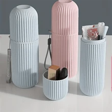 1pcPortable Travel Toothbrush And Mouthwash Cup Set - Convenient Storage For Toothbrushes, Toothpaste, And Makeup Brushes - Ideal For Couples - Random Color Rope Included - Multicolor - View 3