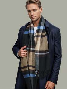 1 Stück Herren einfarbiger Schal mit Quasten, vielseitiger langer Umhang Schal für Winteroutfits, Anzug Accessoire und Geschenk - Verschiedenfarbig - Übersicht 6