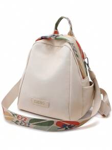 Damski plecak w jednolitym kolorze o miękkiej fakturze, wysokiej klasy, modny, elegancki, klasyczny plecak z tkaniny Oxford - Biały - Zobacz 7