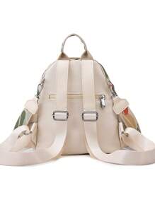 Damski plecak w jednolitym kolorze o miękkiej fakturze, wysokiej klasy, modny, elegancki, klasyczny plecak z tkaniny Oxford - Biały - Zobacz 9