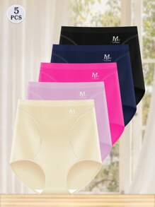MIOTAN 5 piezas Bragas triangulares de cintura alta para mujer, que moldea el Body, control de vientre, piel amigable y cómodas