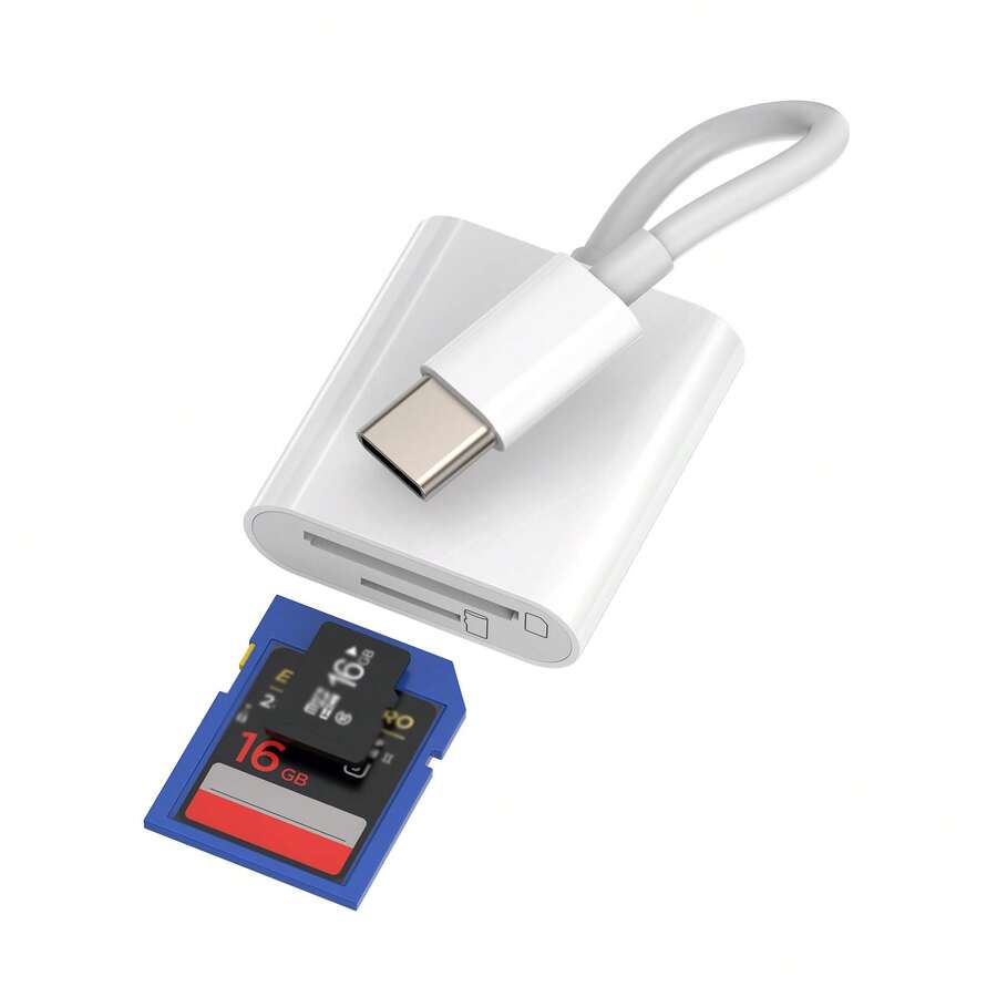 Lector de tarjetas de memoria 2 en 1 para tarjetas SD/TF para la serie completa iPhone15, Samsung S24/S23/S22, Huawei Pura70 - Blanco - Ver 1