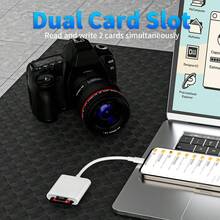 Lector de tarjetas de memoria 2 en 1 para tarjetas SD/TF para la serie completa iPhone15, Samsung S24/S23/S22, Huawei Pura70 - Blanco - Ver 3