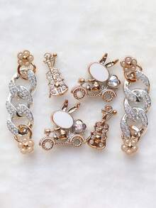6 chiếc Chuỗi sáng bóng hình thỏ Giày Phụ kiện trang trí Giày thạch Charm (Không phải Nút trang trí lắp một mảnh) - Vàng - Xem 3