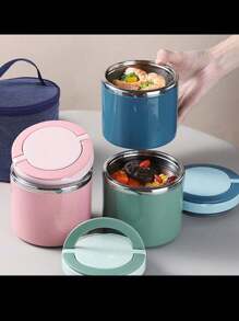 1 件 630/1000 毫升不锈钢保温午餐盒套装，带大容量和便携式手柄，厨房，圣诞礼物 - 彩色 - 查看 2