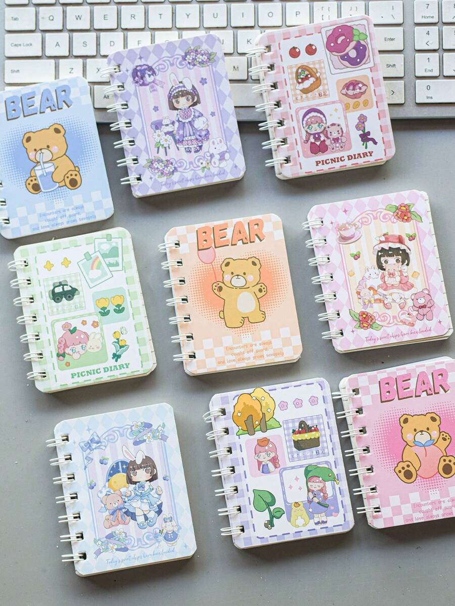 4 Notebooks A Set Of A7 Coil Books Each 80 Lined Inside Page Mini Books Student Supplies Writing Books Issued 4 Copies - Multicolor - View 1