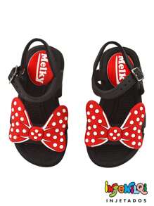 Children's Black Sandal With Red Bow Papete Light And Soft School Girl - màu đen - Xem 2