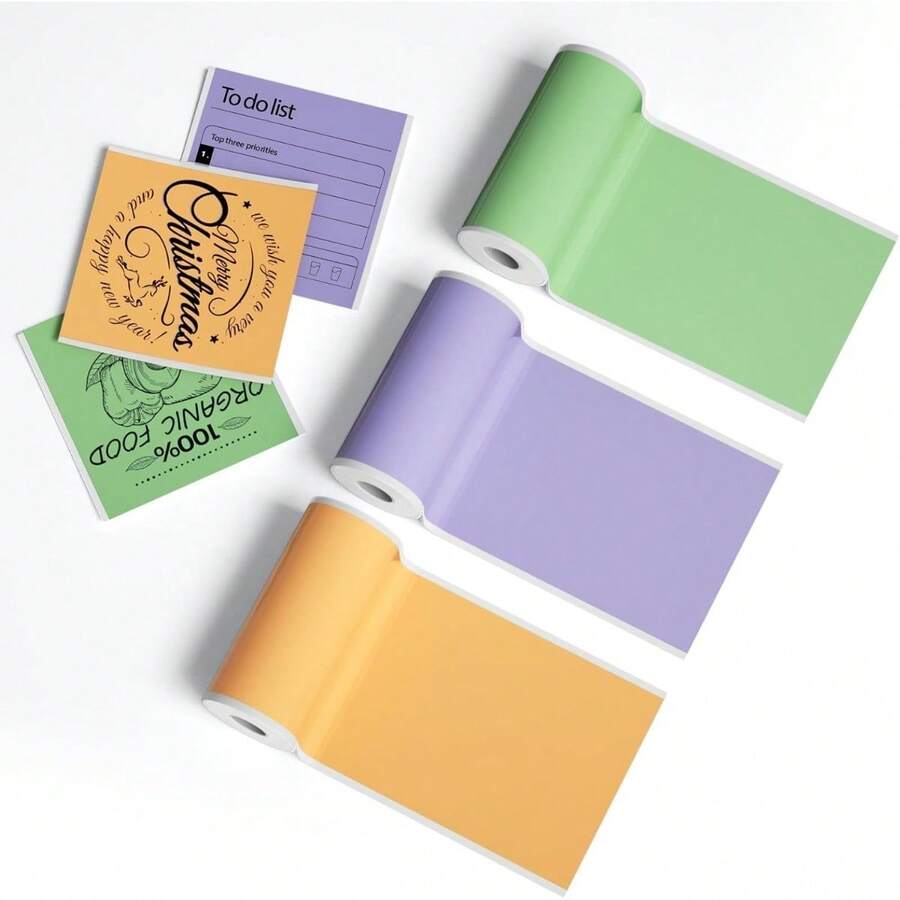 热敏打印机贴纸纸，57x30mm 自粘卷，适用于 PAPERANG 和迷你无线移动即时打印机 - 彩色 - 查看 1