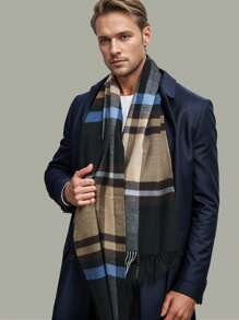 1 Stück Herren einfarbiger Schal mit Quasten, vielseitiger langer Umhang Schal für Winteroutfits, Anzug Accessoire und Geschenk - Verschiedenfarbig - Übersicht 8