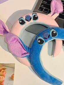 1pc   Stitch And Angel Pattern Hairband, Fashionable And Versatile Headband For Daily Wear, Bathing, Makeup And Outfits Matching - Pink - View 2