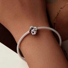 bamoer Colgante de plata de ley 925 Bamoer con hoja de ginkgo amarilla/planta/flor/mariposa de circonia, cuenta de otoño con rosa para ajustar el brazalete de mujer de joyería fina DIY