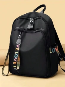 Large Capacity Multi-Pocket Black Oxford Cloth Wear-Resistant Backpack, Fashionable Street All-Match Commuter Bag, Exquisite Student Schoolbag, Mobile Phone Computer Bag, Suitable For Fashionistas Work, Business, Commuting, Outdoor, Travel, Picnic