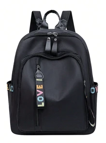 Large Capacity Multi-Pocket Black Oxford Cloth Wear-Resistant Backpack, Fashionable Street All-Match Commuter Bag, Exquisite Student Schoolbag, Mobile Phone Computer Bag, Suitable For Fashionistas Work, Business, Commuting, Outdoor, Travel, Picnic