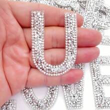 26 Miếng A-Z Bạc Chữ Màu Trắng Kim Cương Giả Nhựa Chữ Bạc Trắng Kim Cương Giả Lấp Lánh Miếng Dán Kim Cương Thích Hợp Cho Trang Trí Quần Áo, Giày Và Mũ - Bộ 26 miếng chữ A-Z bạc trắng - Xem 10