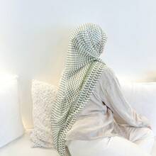 1 件全新阿拉伯头巾头巾，雪纺印花格子长围巾，裹头巾，方形围巾，披肩，阿拉伯联合酋长国迪拜的头巾，作为沙特阿拉伯国庆节的礼物，爱沙特阿拉伯 - 彩色 - 查看 8