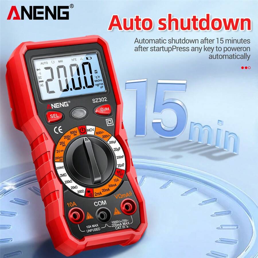 Multímetro Digital ANENG SZ302 Testador Automático de Tensão Corrente ...
