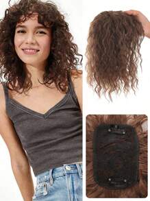 合成耐热假发片 夹式接发 2 夹式顶饰 天然卷发 合成发 带刘海 假发片