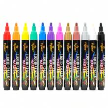 FLYSEA 8 pezzi Bianchi/8 pezzi Colorati/12 pezzi Colorati Pennarelli a gesso liquido in scatola in PVC, lavabili e rimovibili con panno umido, adatti per lavagna, lavagna bianca, finestra in vetro LED, pittura su vetro auto, evidenziatore fluorescente - Multicolore - Visualizzare 7