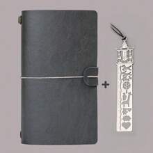 Binding Creative Notebook With Metal Bookmark Include Kraft Paper + Lined Paper + PVC Storage Bag For Hand Ledger Retro Portable Travel Diary Notebook Students School Stationery Supplies