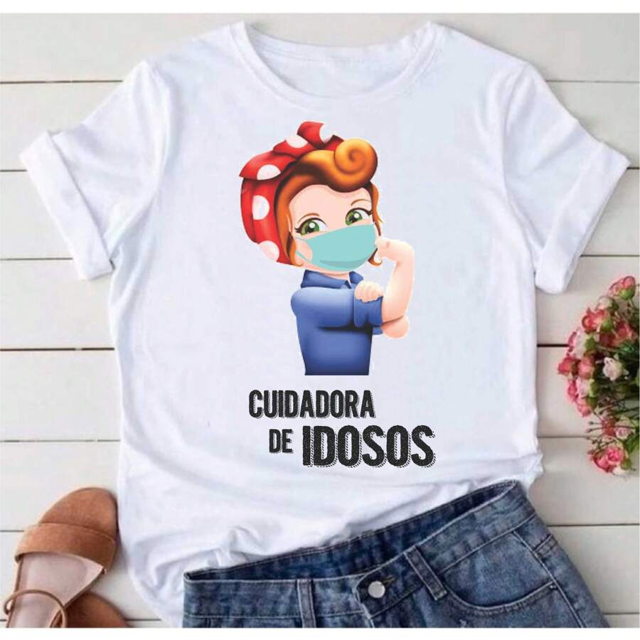 Caregiver Shirt T-Shirt Blouse 1113 - 白色 - 查看 1