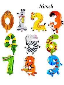 6pcs/Set Cartoon Animal Big Head Decorative Balloon Birthday Scene Arrangement Home Decoration Balloon Set - Multicolor - View 4