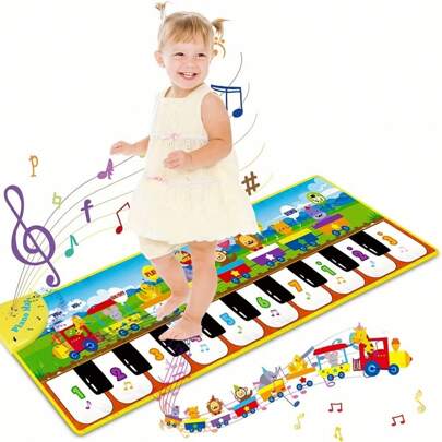 Musical Piano Mat For Kids, Floor Dance Toy With 10 Songs, 8 Animal Sounds, 5 Modes. Children's Keyboard Blanket Music Touch Game Mat, Music Early Education Toy, Gift For Toddler Girls Boys
