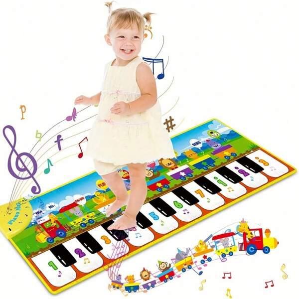 Alfombra musical de piano para niños, juguete de baile para el suelo con 10 canciones, 8 sonidos de animales, 5 modos. Manta teclado infantil, juego de música de tacto, juguete de educación musical temprana, regalo para niñas y niños pequeños