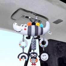 1 buah Mainan Kereta Bayi Buaya Hitam Putih Gantungan Lonceng Kerincingan, Cocok Sebagai Hadiah untuk Bayi Baru Lahir, Merek & Warna Manik-manik Acak - MultiWarna - View 2