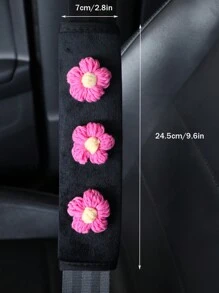 2 件装汽车安全带护肩清新花朵毛绒舒适防勒颈汽车安全带护肩