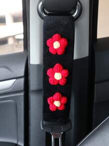 2 件装汽车安全带护肩清新花朵毛绒舒适防勒颈汽车安全带护肩