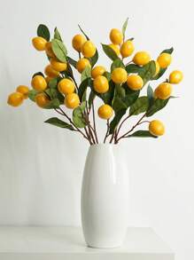 1PC/2pcs/3PCS/5PCS, Artificial Lemonade Ornament, 67cm Long, 1 Stick 6 Fruits, Non-Fading Flexible Plastic Plant Artificial Flower Fruit Potted Decoration, Modern Simple Nordic Style, Suitable For Home Interior And Outdoor Decoration, Flower Arrangement, Wedding, Etc.