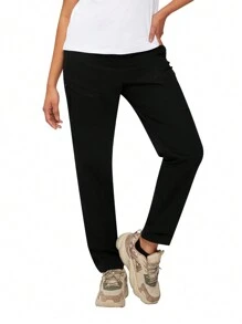 TECTOP Pantalones de senderismo para mujeres, ligeros, resistentes al agua, con cintura elástica y 5 bolsillos con cremallera, para primavera y verano