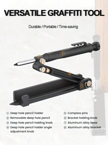 1 件 13 厘米/5 英寸塑料 + 铝合金多功能木工标记工具、涂鸦工具、带深孔铅笔的书写工具、测量工具、建筑铅笔 DIY 木工标记规划线测量工具，是送给男士、爸爸和丈夫的绝佳礼物 - 彩色 - 查看 3