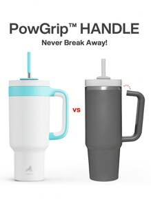 40oz Handled Insulated Tumbler, 2-In-1 Straw/Drinking Lid, Leak-Proof, Dishwasher , Stainless Steel Insulated Travel Coffee Cup, Keeps Cold For 34 Hours, Fits Car Cup Holders - Blue and White - View 5