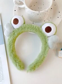 Cute Froggy Plush Hairband For Girls, Ideal For Face Mask And Face Wash Home Bathroom Decor Fall Decor Back To School - Green - View 7