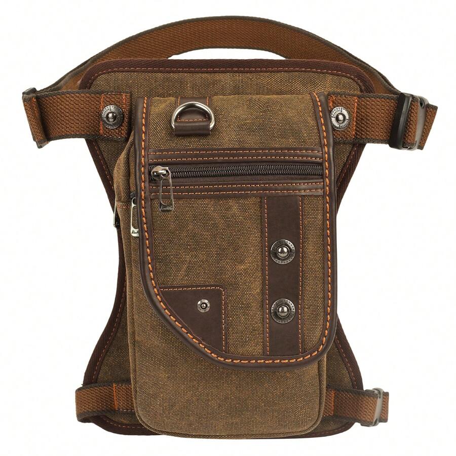 KAUKKO Vintage Canvas Leg Bag For Men Women Perfect For Cycling, Motorcycling And Hiking - KHAKI-02 - Xem 1