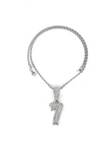 1PC Iced Fashion Drip Oil Arabic Digital Pendant Necklace With 20 Inch Stainless Steel Fried Dough Twists Chain Luxury Hip Hop Neck Jewelry - Number - View 25
