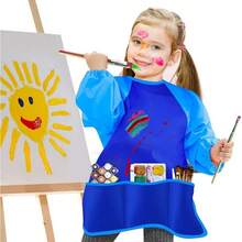 1/2/3/4ps 防水儿童艺术罩衣儿童艺术围裙带 3 个宽敞口袋，绘画用品（不含颜料和画笔） - 彩色 - 查看 6