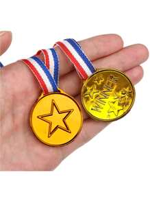 10pcs Gold Plastic Medals, Award Medals For Winners, Suitable For Parties, Games, Sports, Costumes, Athletics, Commemorative,Christmas