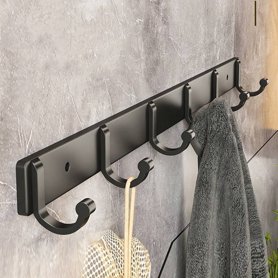 Móc treo tường bằng nhôm Space màu đen, móc treo khăn phòng tắm, móc treo cửa phòng khách, móc treo tường dày, móc treo khăn - màu đen - Xem 1
