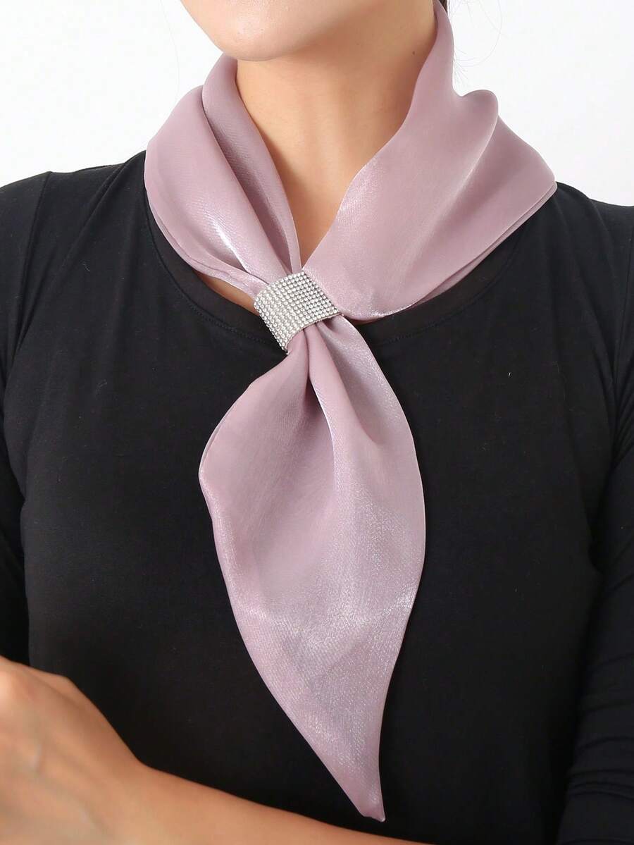 1 chiếc khăn quàng cổ/cà vạt đính đá trang trí tinh tế, thanh lịch, thời trang, sáng tạo dành cho nữ - hồng tím - Xem 1